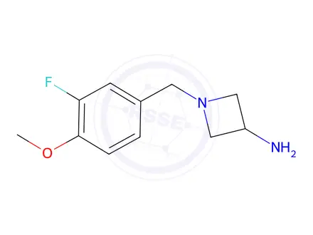 Chemical structure of 1-[(3-fluoro-4-methoxyphenyl)methyl]azetidin-3-amine