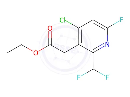 Chemical structure of Ethyl 4-chloro-6-(difluoromethyl)-2-fluoropyridine-3-acetate