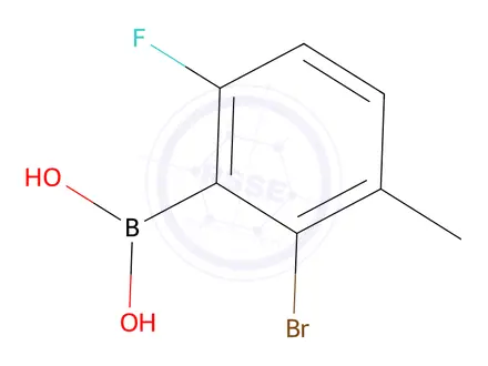 Chemical structure of 2-Bromo-6-fluoro-3-methylphenylboronic Acid