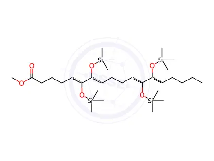 Chemical structure of 6,7,12,13-Tetrakis[(trimethylsilyl)oxy]octadecanoic acid methyl ester