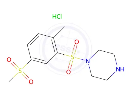 Chemical structure of 1-((2-Methyl-5-(methylsulfonyl)phenyl)sulfonyl)piperazine hydrochloride