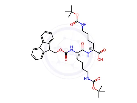 Chemical structure of Fmoc-Lys(Boc)-Lys(Boc)-OH