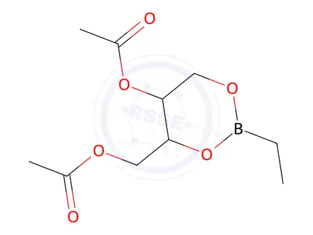 Chemical structure of ((4S,5S)-5-Acetoxy-2-ethyl-1,3,2-dioxaborinan-4-yl)methyl acetate