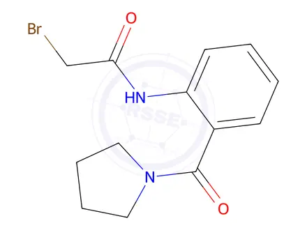 Chemical structure of 2-Bromo-N-[2-(1-pyrrolidinylcarbonyl)phenyl]-acetamide