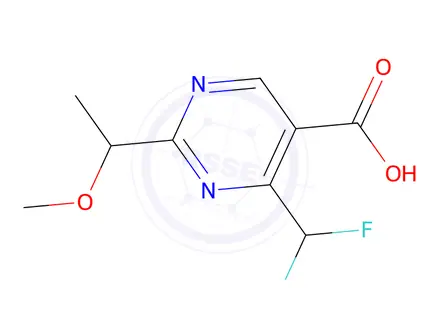 Chemical structure of 4-(Difluoromethyl)-2-(1-methoxyethyl)pyrimidine-5-carboxylic acid