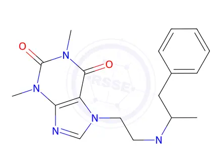 Chemical structure of 7-(2-(1-methyl-2-phenyl-ethylamino)propyl)theophylline