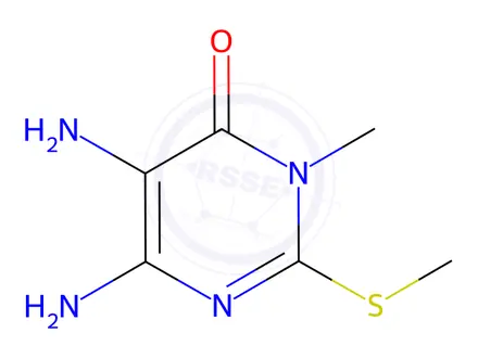 Chemical structure of 5,6-Diamino-3-methyl-2-methylthio-4(3H)pyrimidinone