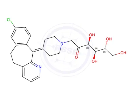 Chemical structure of (3S,4R,5R)-1-(4-(8-Chloro-5H-benzo[5,6]cyclohepta[1,2-b]pyridin-11(6H)-ylidene)piperidin-1-yl)-3,4,5,6-tetrahydroxyhexan-2-one
