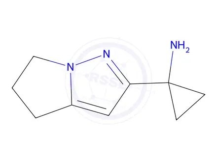 Chemical structure of 1-(5,6-Dihydro-4H-pyrrolo[1,2-b]pyrazol-2-yl)cyclopropan-1-amine