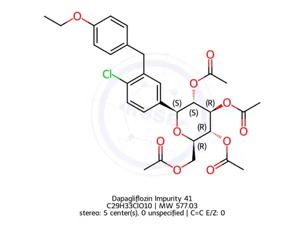 Chemical structure of Dapagliflozin Tetraacetate
