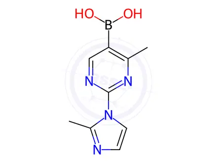 Chemical structure of (4-Methyl-2-(2-methyl-1H-imidazol-1-yl)pyrimidin-5-yl)boronic acid