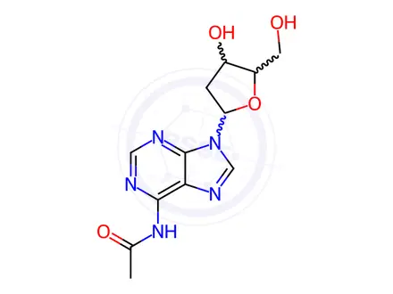Chemical structure of N-(9-((2R,4S,5R)-4-Hydroxy-5-(hydroxymethyl)tetrahydrofuran-2-yl)-9H-purin-6-yl)acetamide