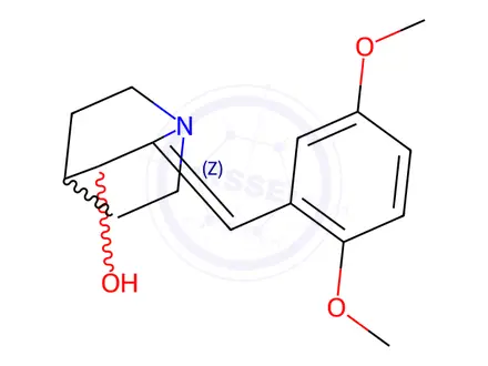 Chemical structure of (Z)-2-(2,5-dimethoxybenzylidene)quinuclidin-3-ol