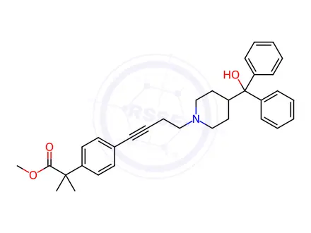 Chemical structure of 4-[4-[4-(HydroxydiphenylMethyl)-1-piperidinyl]-1-butyn-1-yl]-α,α-diMethyl-benzeneacetic Acid Methyl Ester