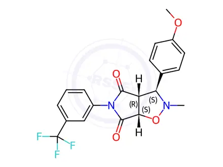Chemical structure of (3S,3AR,6aS)-3-(4-methoxyphenyl)-2-methyl-5-[3-(trifluoromethyl)phenyl]-hexahydro-2H-pyrrolo[3,4-d][1,2]oxazole-4,6-dione