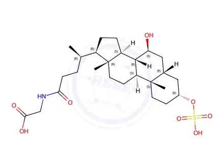 Chemical structure of N-[(3a,5b,7b)-7-hydroxy-24-oxo-3-(sulfooxy)cholan-24-yl]-glycine