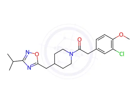 Chemical structure of 1-[(3-chloro-4-methoxyphenyl)acetyl]-4-[(3-isopropyl-1,2,4-oxadiazol-5-yl)methyl]piperidine
