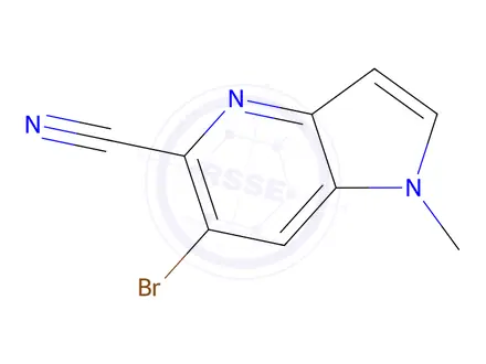 Chemical structure of 6-bromo-1-methyl-1H-pyrrolo[3,2-b]pyridine-5-carbonitrile