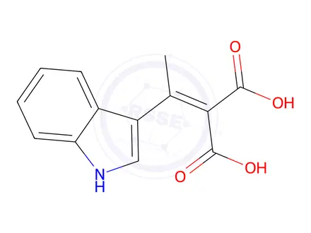 Chemical structure of 2-(1-(1H-Indol-3-yl)ethylidene)malonic acid
