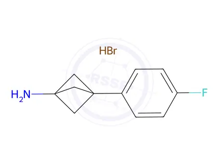 Chemical structure of 3-(4-Fluorophenyl)bicyclo[1.1.1]pentan-1-amine hydrobromide