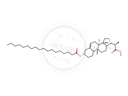 Chemical structure of Pregn-5-ene-20-carboxylic acid, 3-[(1-oxooctadecyl)oxy]-, methyl ester, (3β,20R)-