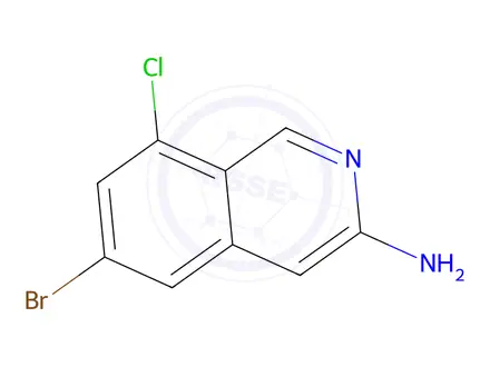 Chemical structure of 6-bromo-8-chloroisoquinolin-3-ylamine