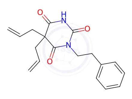 Chemical structure of 1-(2-Phenylethyl)-5,5-di(2-propenyl)barbituric acid