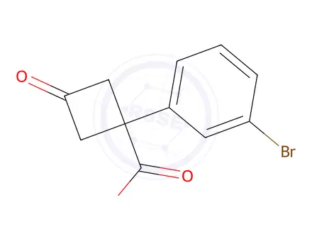 Chemical structure of 1-(3-bromophenyl)-3-oxocyclobutane-1-carboxylic acid