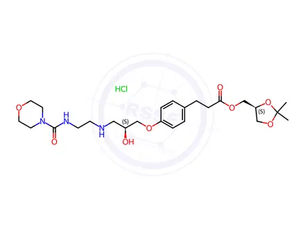 Chemical structure of Landiolol Hydrochloride (Benzenepropanoic acid, 4-[(2S)-2-hydroxy-3-[[2-[(4-mo rpholinylcarbonyl)amino]ethyl] amino]propoxy]-, [(4S)-2,2-dimethyl-1,3-dioxola n-4-yl]methyl ester, hydrochloride)