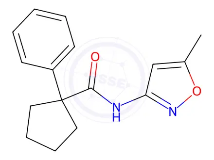 Chemical structure of N-(5-methylisoxazol-3-yl)-N-(1-phenylcyclopentyl)formamide