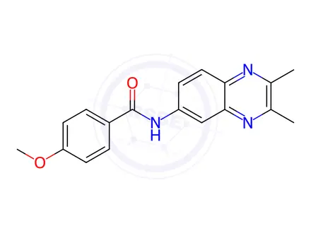 Chemical structure of N-(2,3-dimethylquinoxalin-6-yl)-4-methoxybenzamide