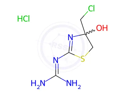 Chemical structure of 2-(4-(CHLOROMETHYL)-4-HYDROXY-2-THIAZOLIN-2-YL)GUANIDINE HYDROCHLORIDE