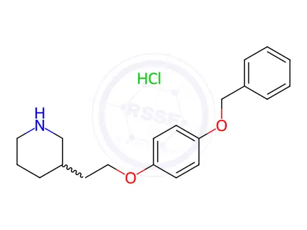Chemical structure of 3-{2-[4-(Benzyloxy)phenoxy]ethyl}piperidine hydrochloride
