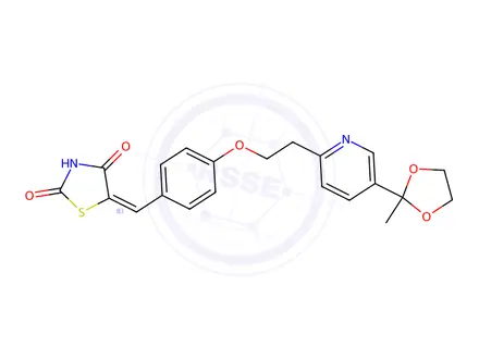 Chemical structure of 5-[4-[2-[5-(2-Methyl-1,3-dioxolan-2-yl)-2-pyridyl]ethoxy]benzylidene]-2,4-thiazolidinedione