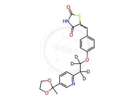 Chemical structure of 5-[4-[2-[5-(2-Methyl-1,3-dioxolan-2-yl)-2-pyridyl]ethoxy-d4]benzylidene]-2,4-thiazolidinedione