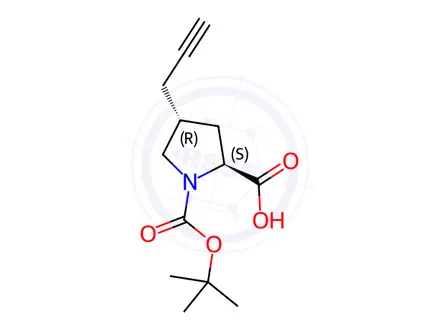 Chemical structure of (2S,​4R)​-​1-​(tert-​Butoxycarbonyl)​-​4-​(prop-​2-​yn-​1-​yl)​pyrrolidine-​2-​carboxylic Acid