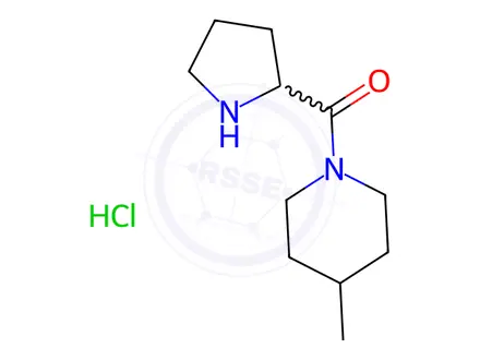 Chemical structure of 4-Methyl-1-[(2S)-pyrrolidine-2-carbonyl]piperidine Hydrochloride
