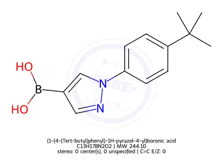 Chemical structure of (1-(4-(Tert-butyl)phenyl)-1H-pyrazol-4-yl)boronic acid