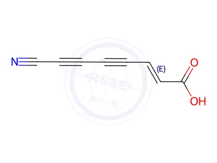 Chemical structure of (E)-7-Cyano-2-heptene-4,6-diynoic acid