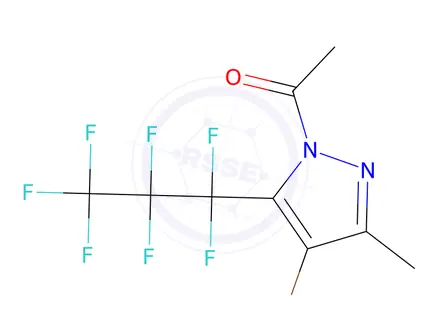 Chemical structure of 1-Acetyl-4-bromo-5(3)-heptafluoropropyl-3(5)-methylpyrazole