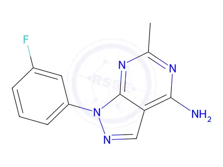 Chemical structure of 1-(3-Fluorophenyl)-6-methyl-1H-pyrazolo[3,4-d]pyrimidin-4-amine