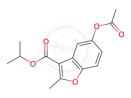 Chemical structure of isopropyl 5-acetoxy-2-methylbenzofuran-3-carboxylate