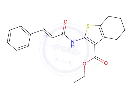 Chemical structure of (E)-Ethyl 2-cinnamamido-4,5,6,7-tetrahydrobenzo[b]thiophene-3-carboxylate