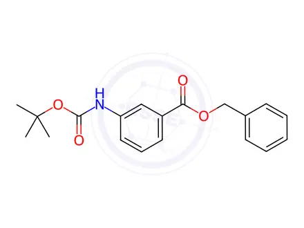 Chemical structure of Benzoic acid, 3-[[(1,1-dimethylethoxy)carbonyl]amino]-, phenylmethyl ester