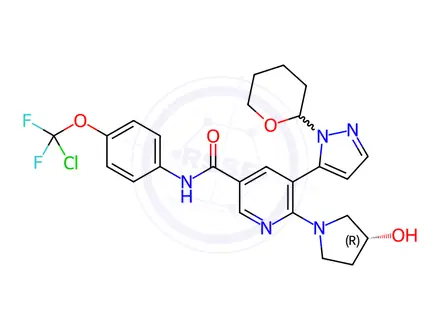 Chemical structure of Asciminib THP Protected Impurity