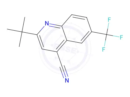 Chemical structure of 2-(tert-Butyl)-6-(trifluoromethyl)quinoline-4-carbonitrile