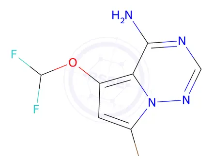 Chemical structure of 7-Bromo-5-(difluoromethoxy)pyrrolo[2,1-f][1,2,4]triazin-4-amine