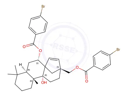 Chemical structure of 11beta,17-Bis(4-bromobenzoyloxy)-9beta-hydroxy-ent-beyerene