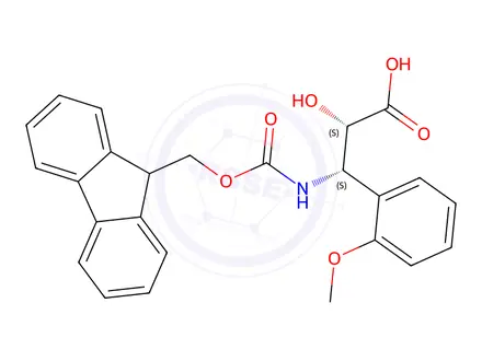Chemical structure of (2S,3S)-3-((((9H-fluoren-9-yl)methoxy)carbonyl)amino)-2-hydroxy-3-(2-methoxyphenyl)propanoic acid
