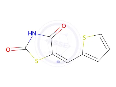 Chemical structure of (Z)-5-(Thiophen-2-ylmethylene)thiazolidine-2,4-dione